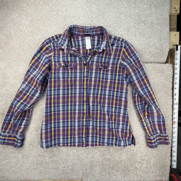 Patagonia Tops - Patagonia Women's Fjord Flannel Shirt Sz 10 Organic Cotton Purple Plaid